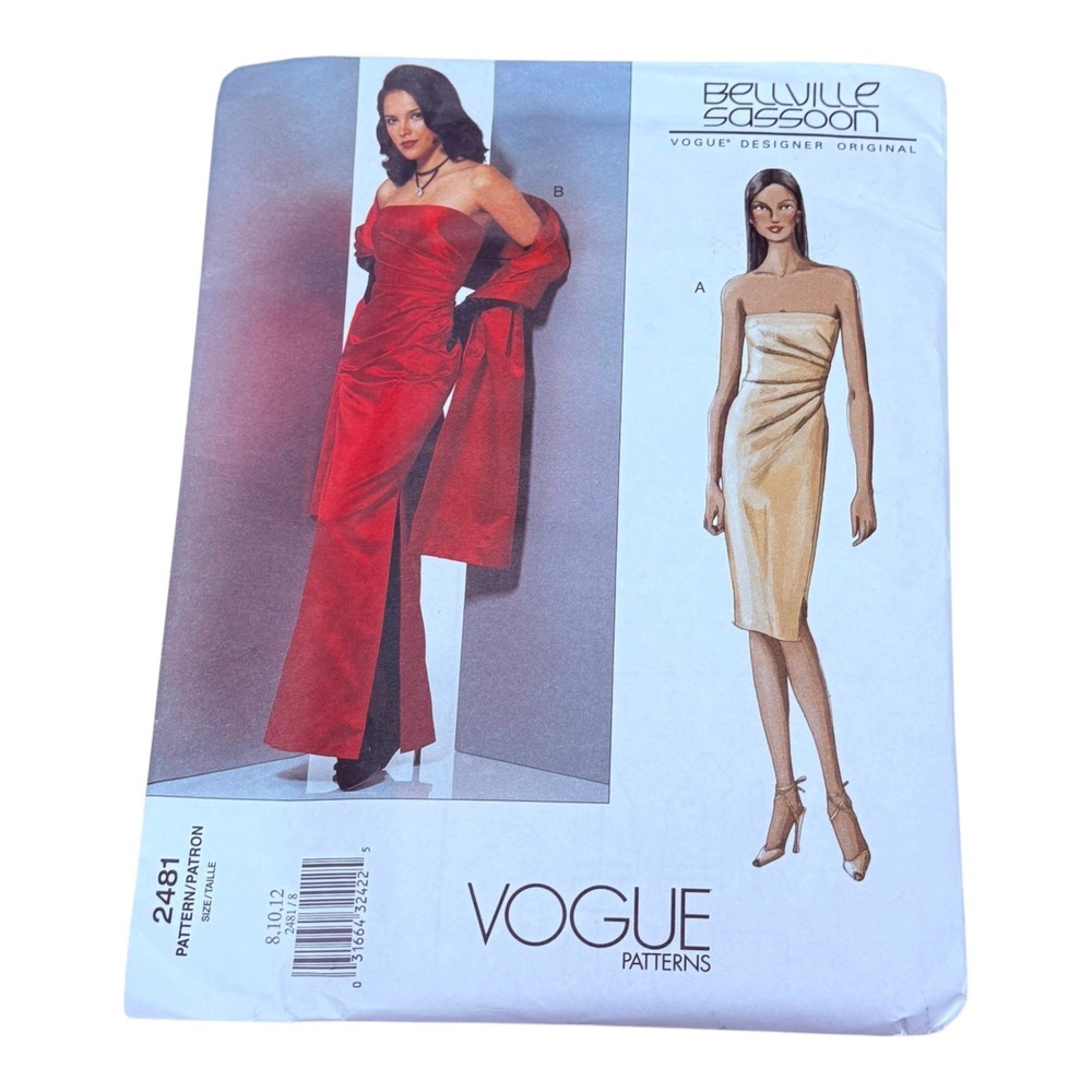 Vogue Pattern 2481 Bellville Sassoon Dress Size 8 10 12 Evening Gown New‎ Uncut